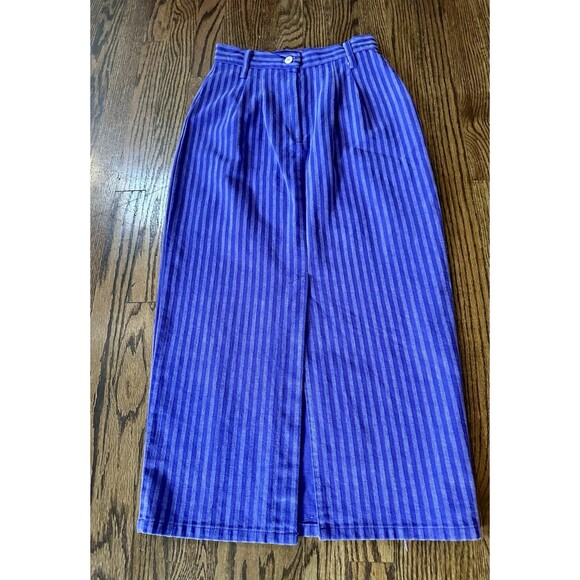 Ivy Club Classics Vtg Purple Stripe Denim Zip Pencil Skirt 80s/90s Preppy Size 7 - Picture 1 of 9
